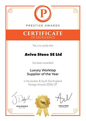 Prestige Awards Certificate Aviva Stone Granite